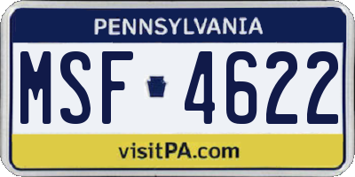 PA license plate MSF4622