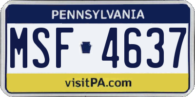 PA license plate MSF4637
