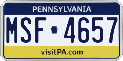 PA license plate MSF4657
