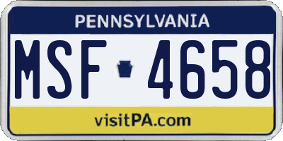 PA license plate MSF4658