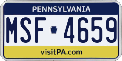 PA license plate MSF4659