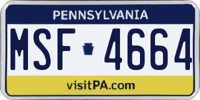 PA license plate MSF4664