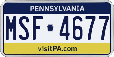 PA license plate MSF4677