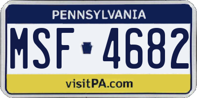 PA license plate MSF4682