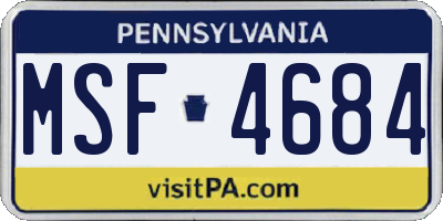 PA license plate MSF4684