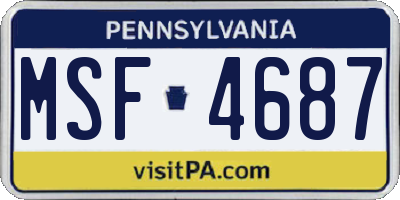 PA license plate MSF4687