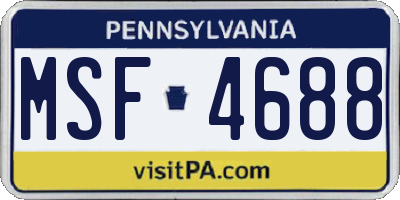 PA license plate MSF4688