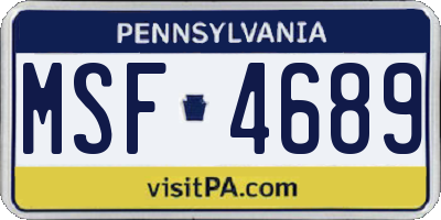 PA license plate MSF4689