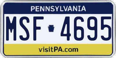 PA license plate MSF4695