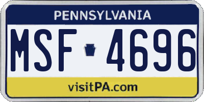 PA license plate MSF4696
