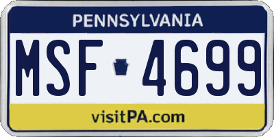 PA license plate MSF4699