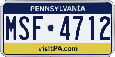 PA license plate MSF4712
