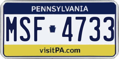 PA license plate MSF4733