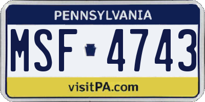 PA license plate MSF4743