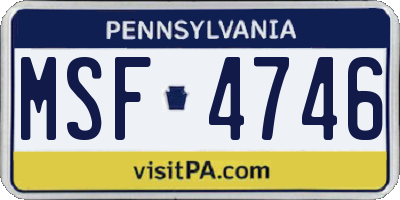 PA license plate MSF4746
