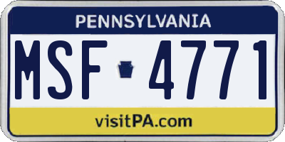 PA license plate MSF4771