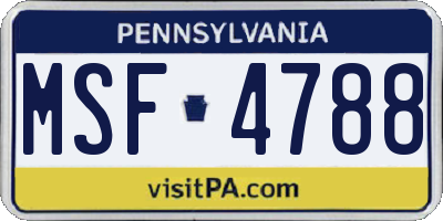 PA license plate MSF4788