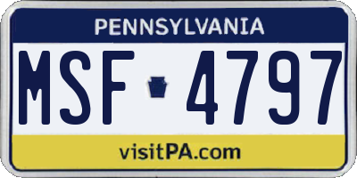 PA license plate MSF4797