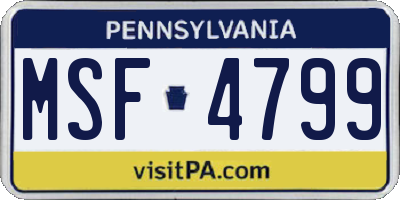 PA license plate MSF4799