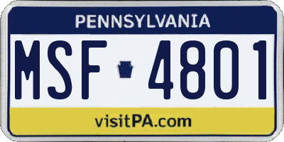 PA license plate MSF4801