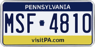 PA license plate MSF4810