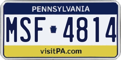 PA license plate MSF4814