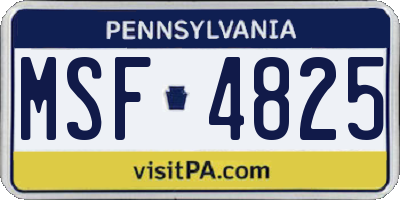 PA license plate MSF4825