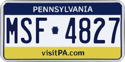 PA license plate MSF4827