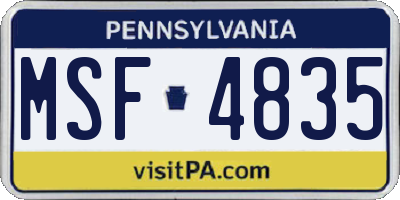 PA license plate MSF4835