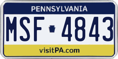 PA license plate MSF4843
