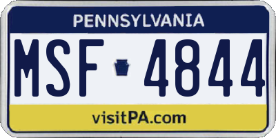 PA license plate MSF4844