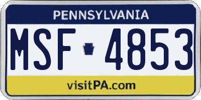 PA license plate MSF4853