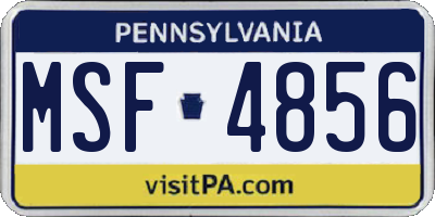 PA license plate MSF4856