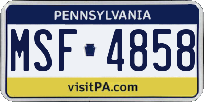 PA license plate MSF4858