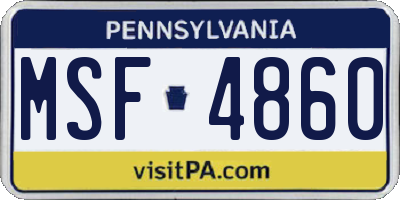 PA license plate MSF4860