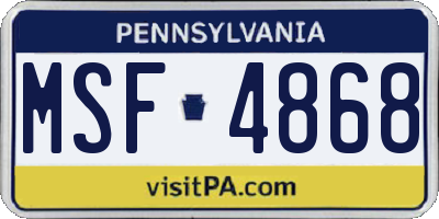 PA license plate MSF4868