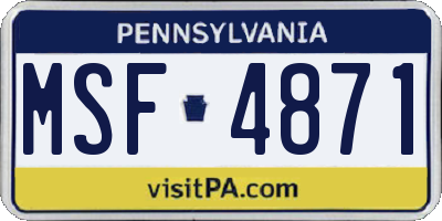PA license plate MSF4871