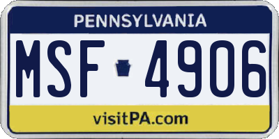 PA license plate MSF4906