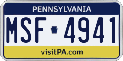PA license plate MSF4941