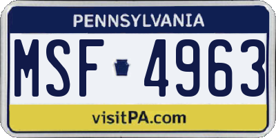 PA license plate MSF4963