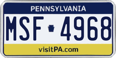 PA license plate MSF4968