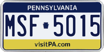 PA license plate MSF5015