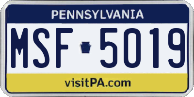 PA license plate MSF5019