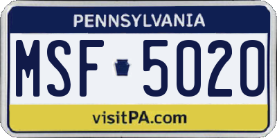 PA license plate MSF5020