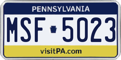 PA license plate MSF5023