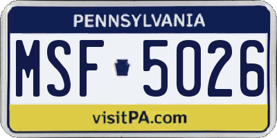 PA license plate MSF5026