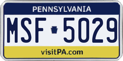 PA license plate MSF5029