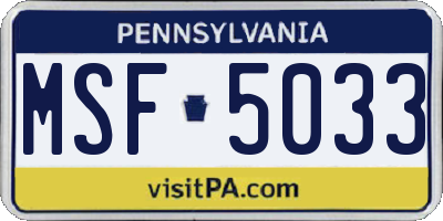 PA license plate MSF5033
