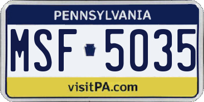 PA license plate MSF5035