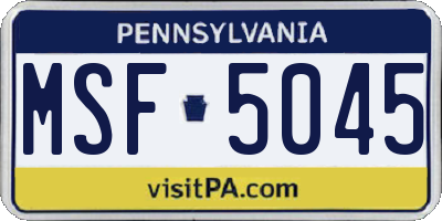 PA license plate MSF5045